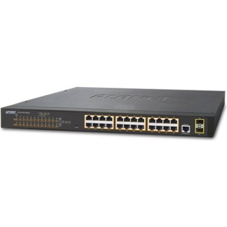 PLANET GS-4210-24P2S - Switch - verwaltet - 24 x 10/100/1000 (PoE+) + 2 x Gigabit SFP - an Rack montierbar - PoE+ (GS-4210-24P2