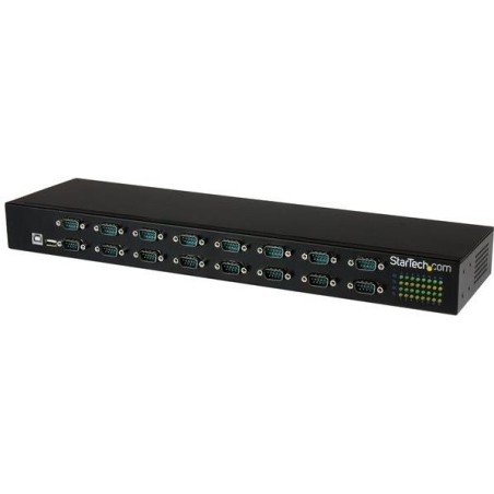 StarTech.com 16 Port USB to Serial Adapter Hub - USB to RS232 Daisy Chain - Serieller Adapter - USB2.0 - RS-232 x 16 - Schwarz