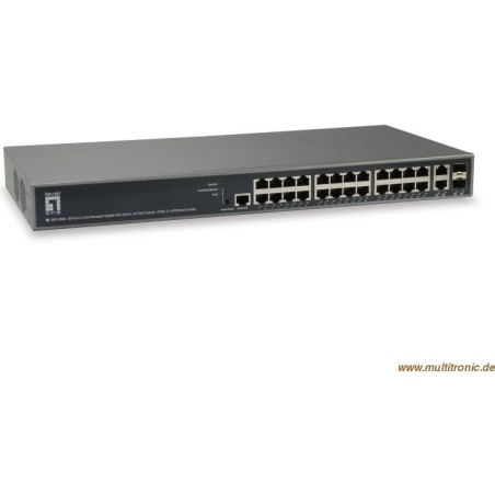 Level One GEP-2682 - Switch - L3 Lite - verwaltet - 24 x 10/100/1000 (PoE+) + 2 x Gigabit SFP - an Rack montierbar - PoE+