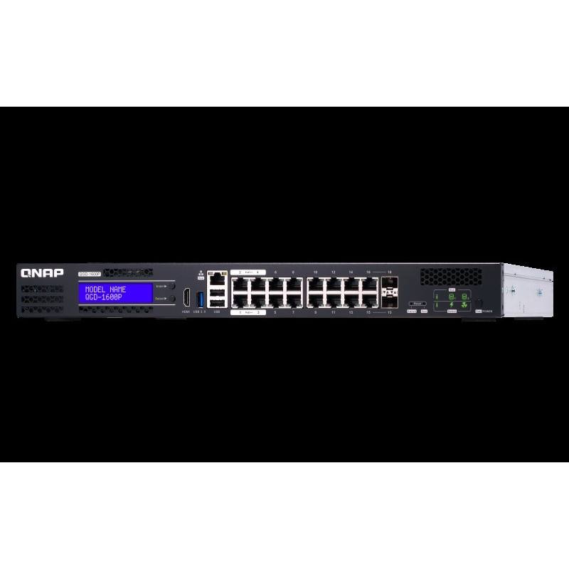 QNAP QGD-1600P Managed Gigabit Ethernet (10/100/1000) Schwarz - Grau Power over Ethernet (PoE) (QGD-1600P-4G)