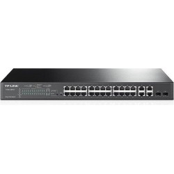 TP-Link Smart PoE Switch T1500-28PCT - Switch - 24 x 10/100 (PoE) + 2 x SFP + 4 x 10/100/1000 - an Rack montierbar - PoE (TL-SL