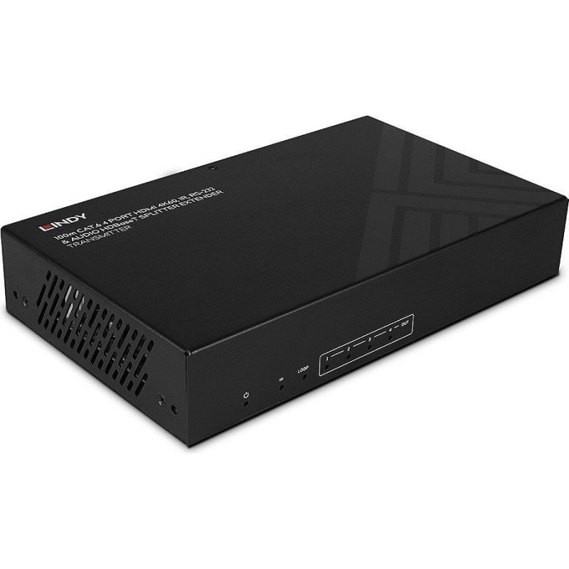 Lindy 100m Cat.6 4 Port HDMI 4K60 HDBaseT Splitter Extender HDBaseT Transmitter mit eingebautem 4-Port-Splitter und PoC-Funktio
