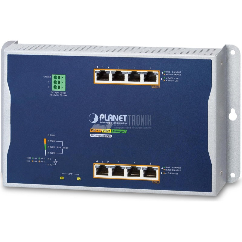 PLANET IP30 - IPv6/IPv4 - 4-Port Managed L2/L2+ Gigabit Ethernet (10/100/1000) Power over Ethernet (PoE) Blau - Grau (WGS-4215-