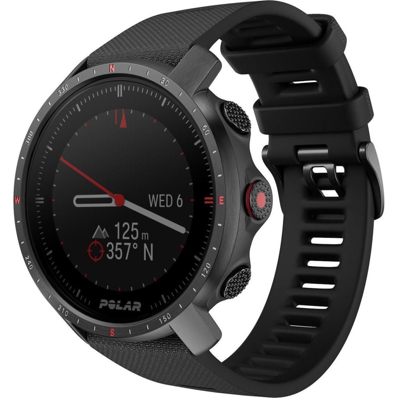 Polar Grit X Pro - Schwarz DLC - Sportuhr mit Band - Fluorkautschuk (FKM) - schwarz - Bandgröße: M/L - Anzeige 3 cm (1.2") - Bl